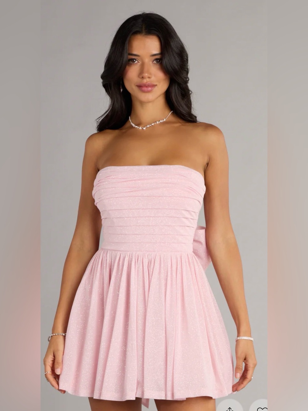 Windsor Light Pink Strapless Sparkle Fit-and-Flare Mini Dress